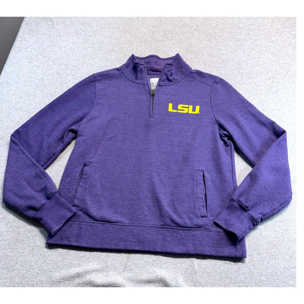 LSU Tigers Red Shirt Quarter Zip Sweatshirt Womens M Purple Gold Pullover NCAA